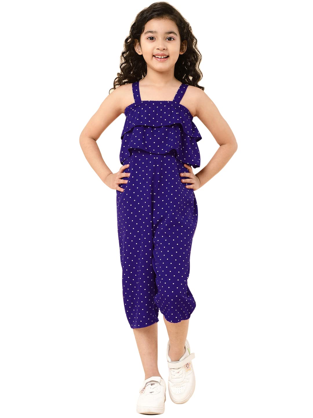 A.T.U.N. (ALL THINGS UBER NICE) Girls Polka Dot Ruffle Capri Length Jumpsuit