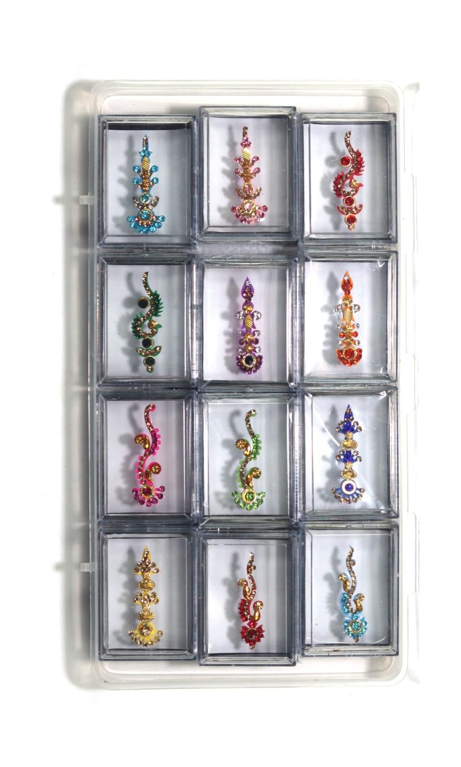 ASHIRWAD Indian Multicolor Multisize, Multi Design Stone Crystal Bridal Reusable Bindis, Forehead Tika, Face Jewels Stickers Bindi Box (Bindi-25)