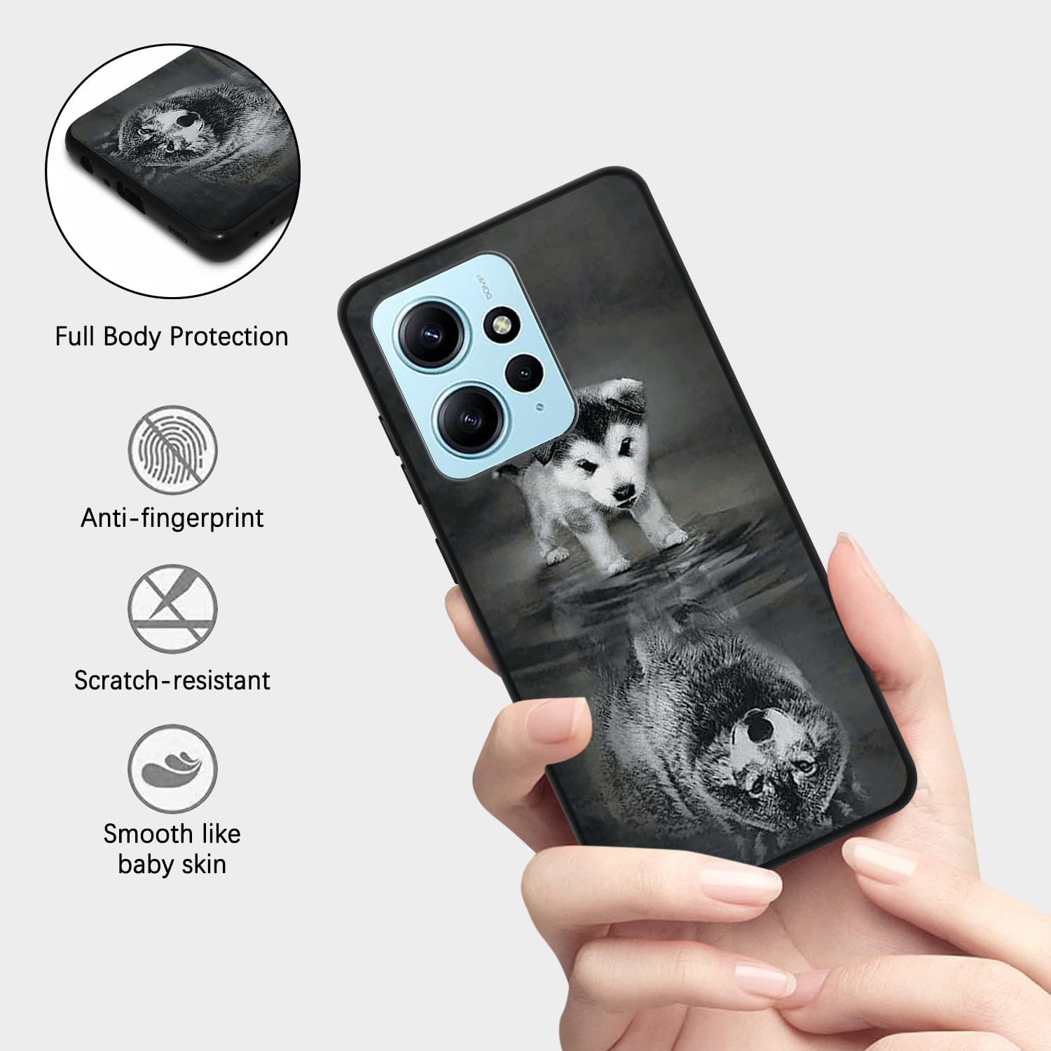 DiaryTown 2 Pezzi Cover per Xiaomi Redmi Note 12 4G Custodia, Nero TPU Silicone Morbida Gomma