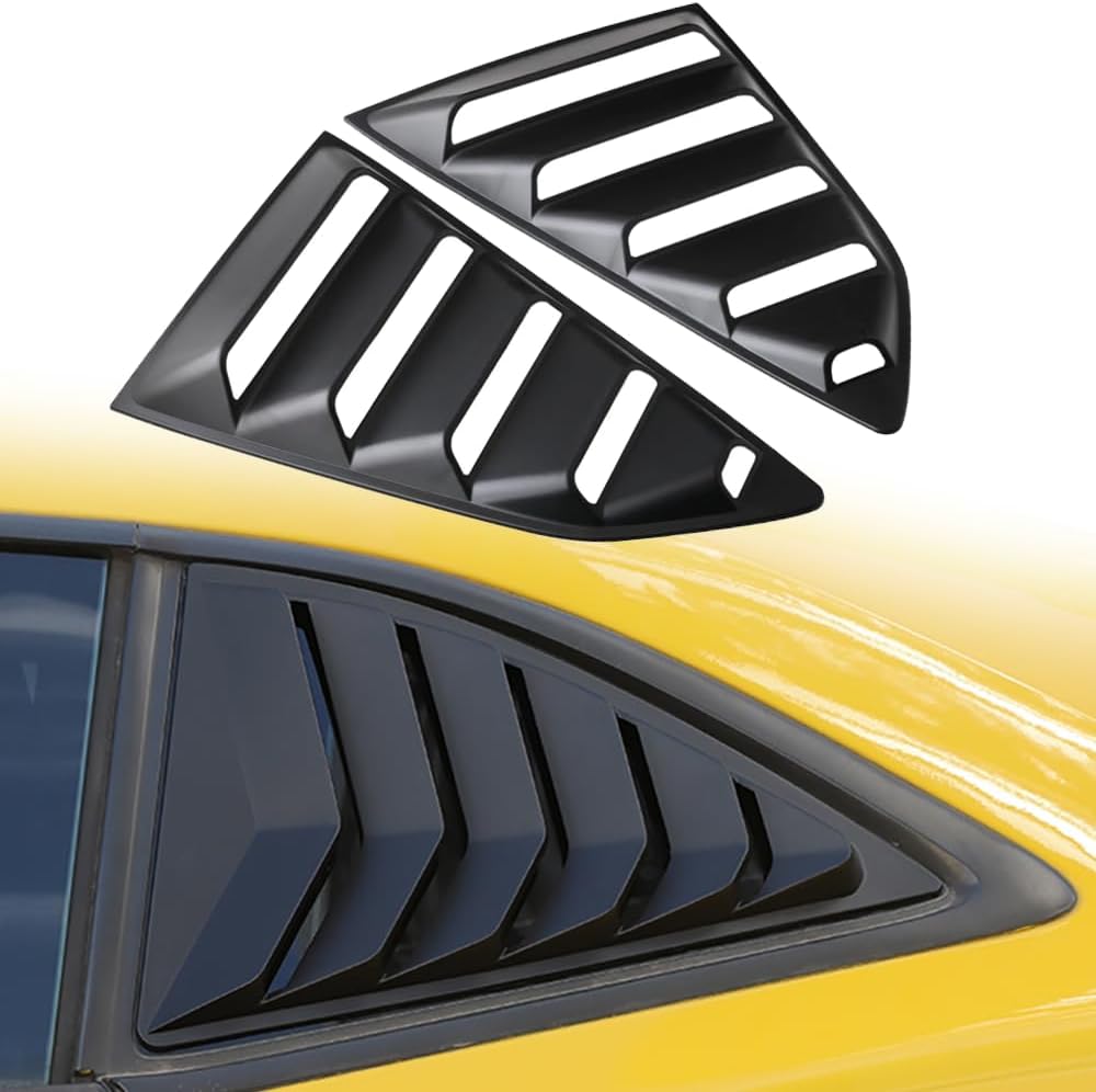 2Pcs Rear Side Window Louvers Air Vent Scoop Sun Rain Shade Cover Blinds Trim Compatible with Chevrolet Camaro 2008-2015 Exterior Accessories (Matt Black)