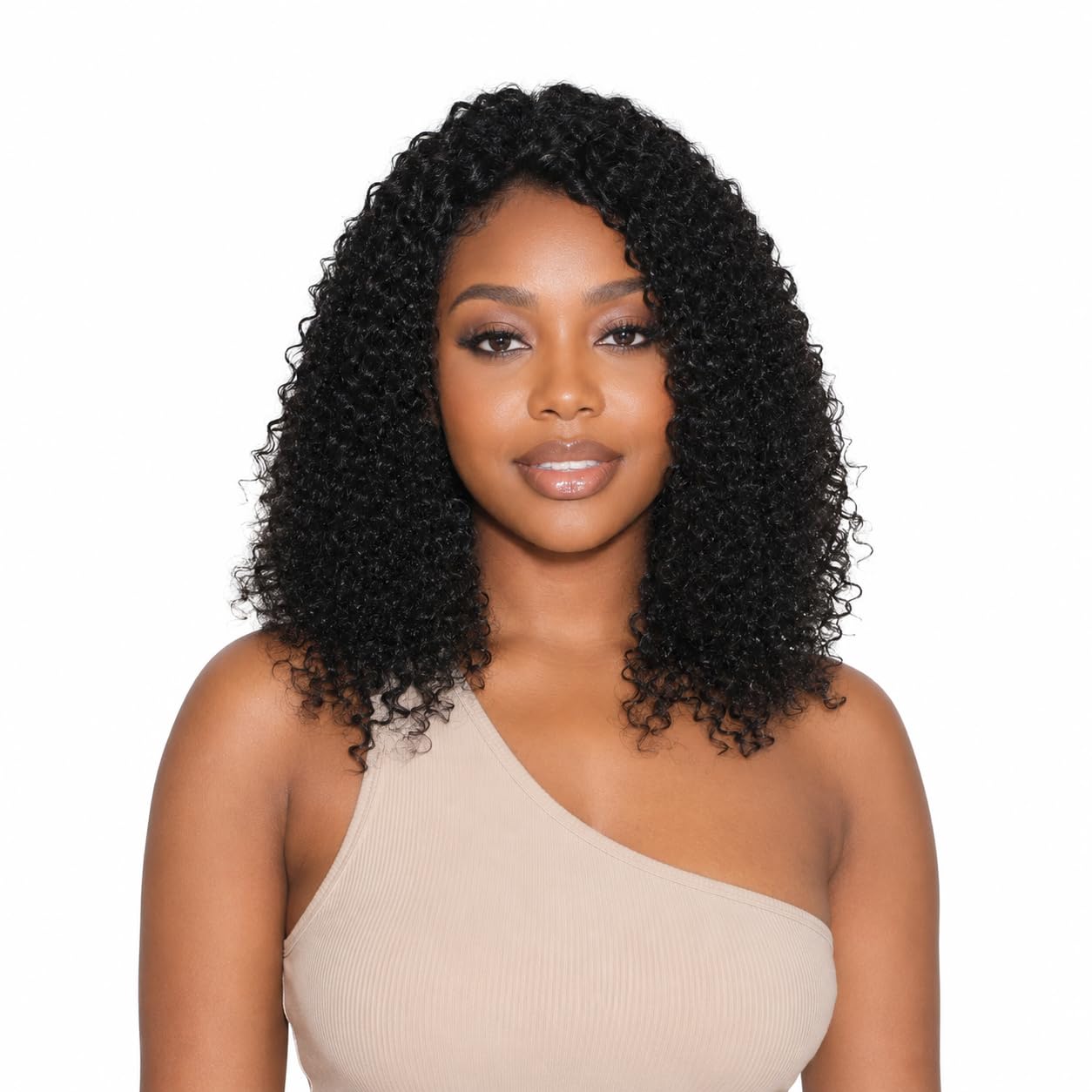 Kinky Curly Half Wig Natural Black Headband Wigs 16 Inch
