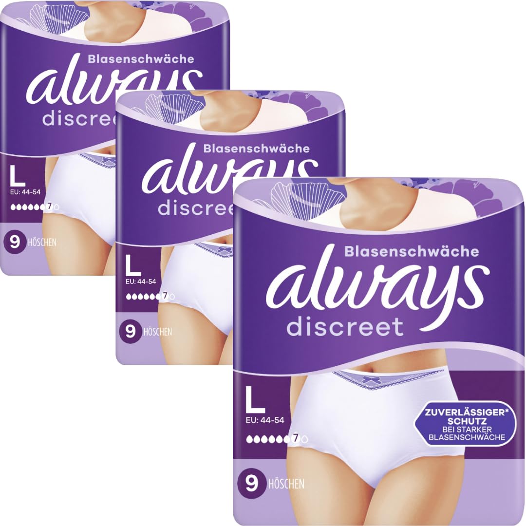 Discreet Inkontinenz Höschen Gr. L Pads Damenbinden 9 STÜCK x 3 Packungen