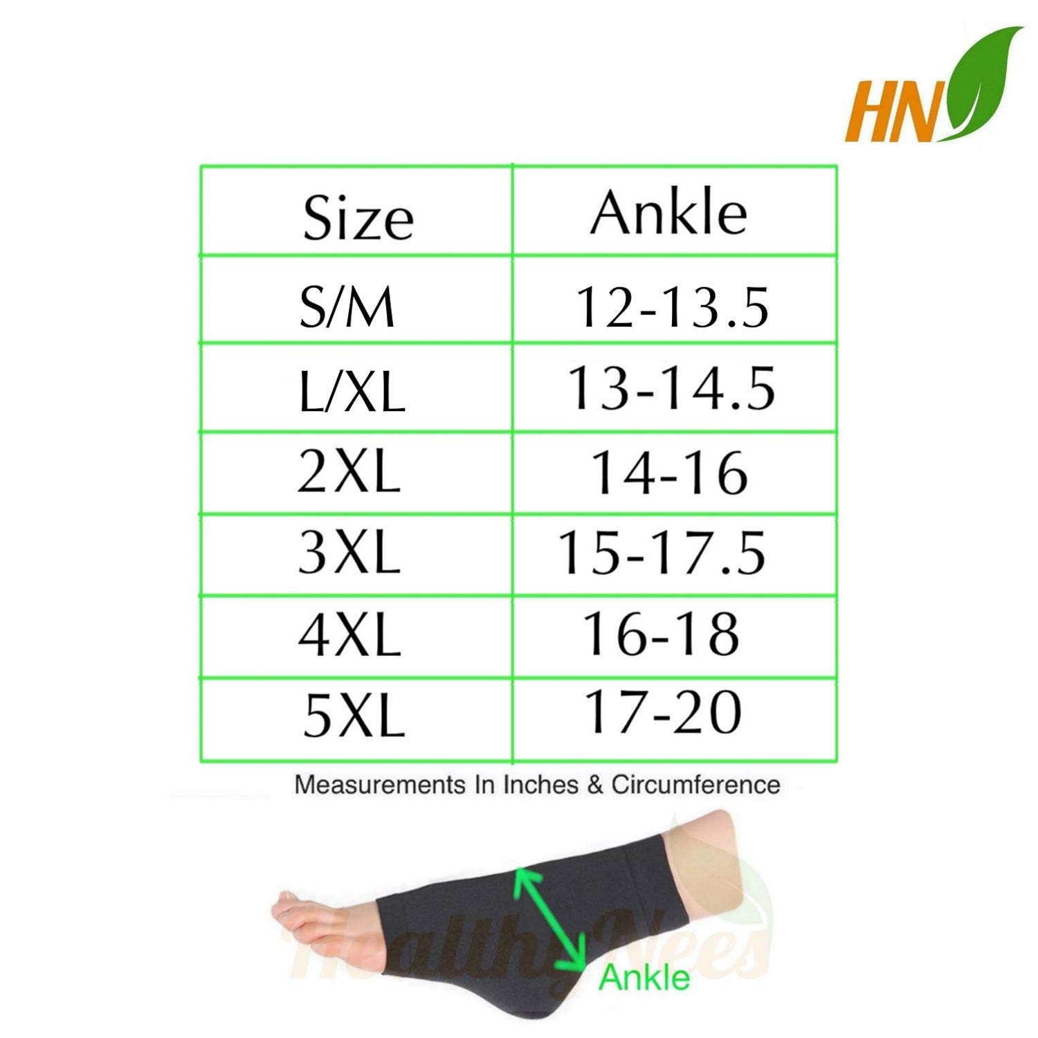 HealthyNees Puntera cerrada de compresión de 15-20 mmHg, tobillo ancho (2 pares, beige, S/M)