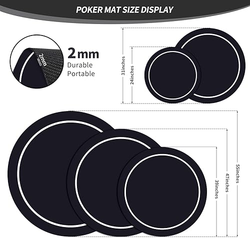 Miniatura 2 de nuveti Alfombrilla redonda de póquer de 24314755 pulgadas para Texas Holdem  Mesa de póquer portátil con diseño Art Deco Impresión de 8 jugadores