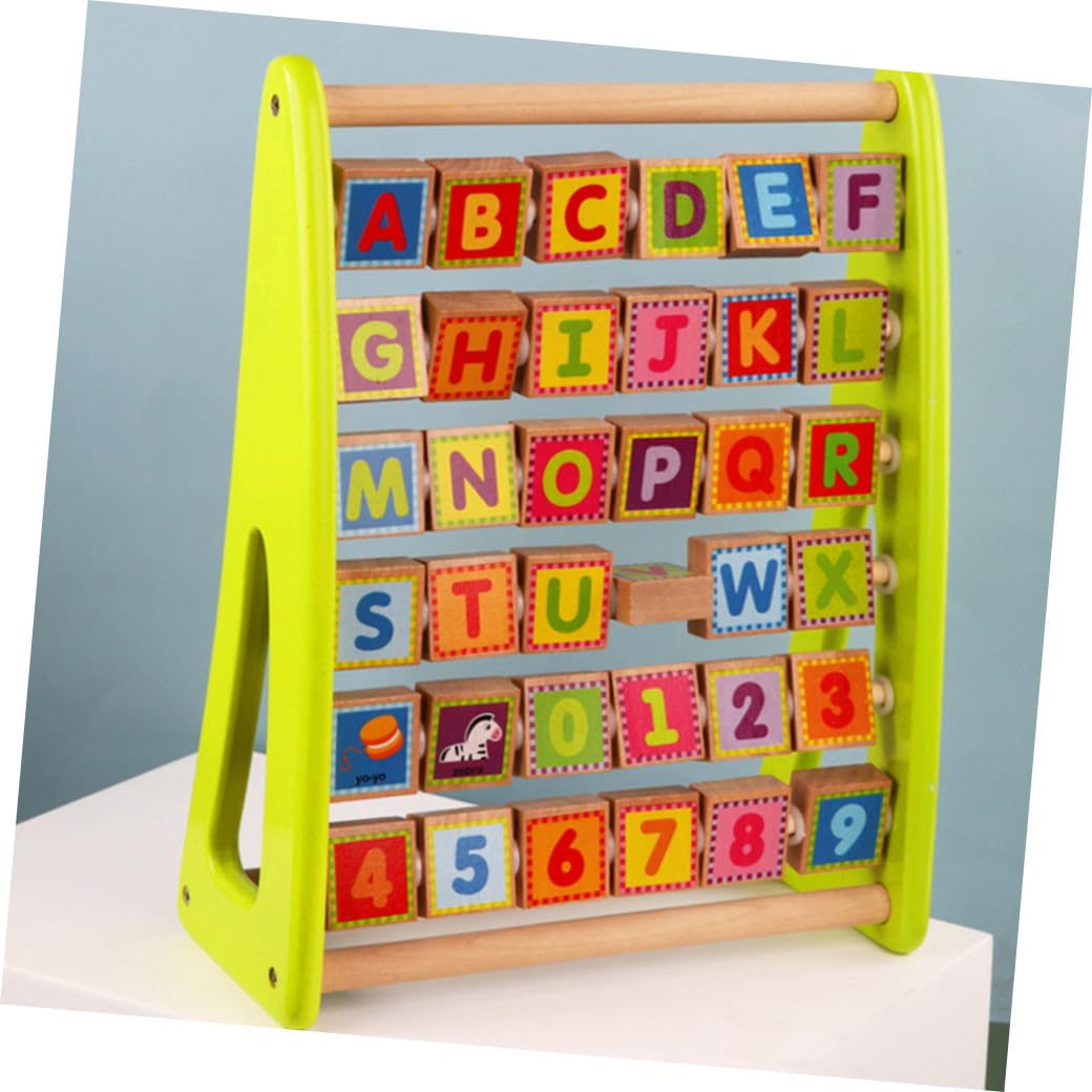 Mikinona Tablero Alfabeto Multifunción de Madera Verde para Niños y Bebés