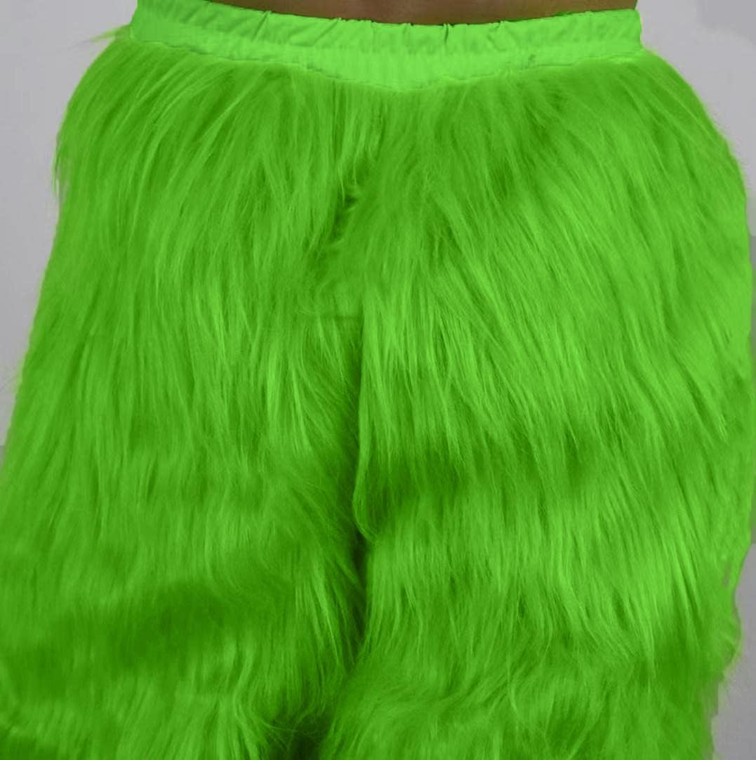 Christmas Green Furry Adult Pants Funny Cosplay Costume Props Santa Costume Green Pants For Adult