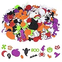 500 Pieces Halloween Foam Stickers, Self-Adhesive Pumpkin Spider Shape Stickers Glitter Assorted Halloween Styles Craft Stickers for Girls Boys Kids Halloween Party Crafts Decoration
