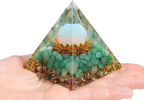 Miniatura 2 de Pirámide de orgón de aventurina verde, cristales curativos, pirámide de orgonita, flor de la vida, energía positiva, pirámide de piedras preciosas
