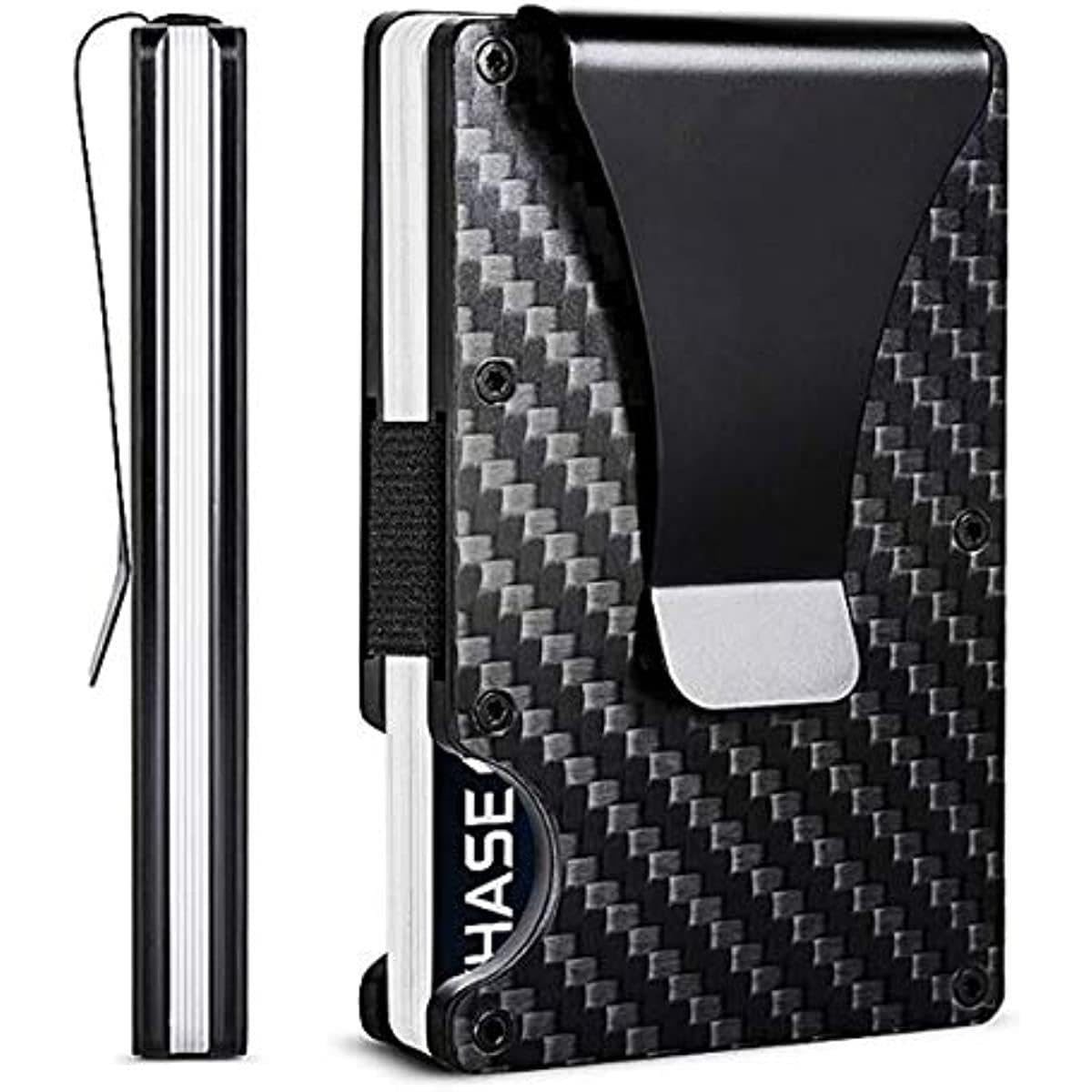 Evolve Mart RFID-Blocking Wallet – Premium Aluminum Credit Card Holder with Pop-Up Case & Money Clip Wallet – Slim Minimalist Design – Secure RFID Wallet for Men & Women (carbon Fiber)