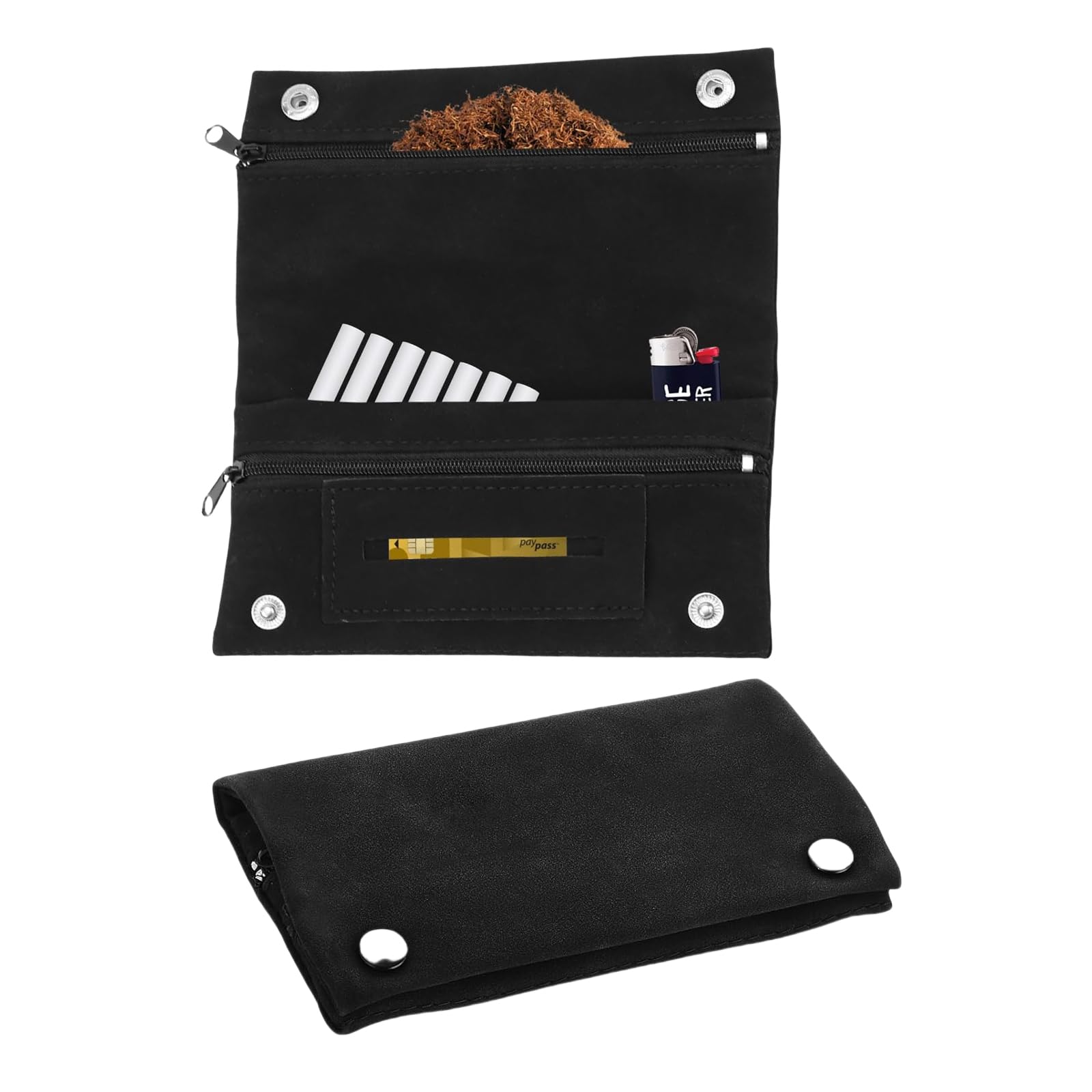 Portatabacco In Pelle Per Tabacco E Cartine - Borsetta Compatta Con Chiusura Sicura