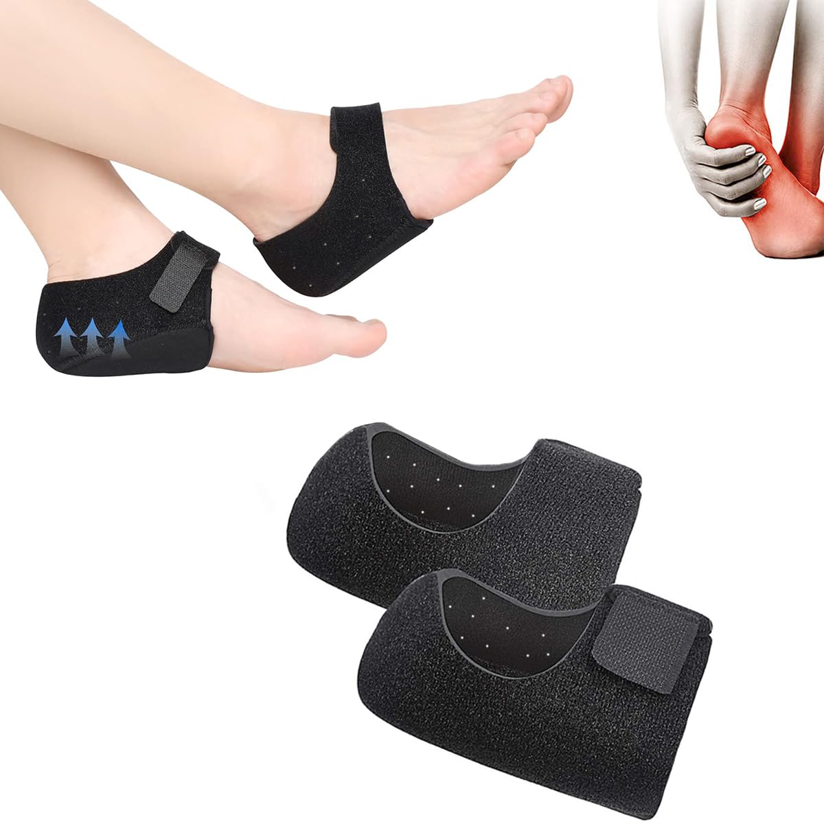 Heel Pad Breathable Gel Heel Cups Heel Pain Relief Foot Care Products Foot Support for Men Women (L size)
