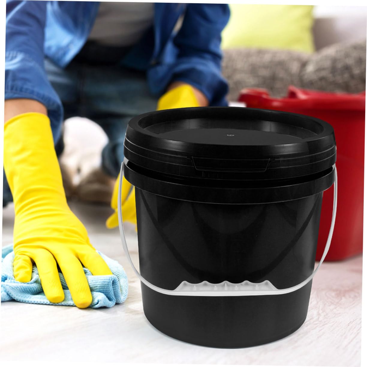 LALAFINA Cubo de Pintura de Plástico Reutilizable con Tapa y Asa para Almacenamiento y de Varnices y Pigmentos Diseño Práctico y Duradero Uso