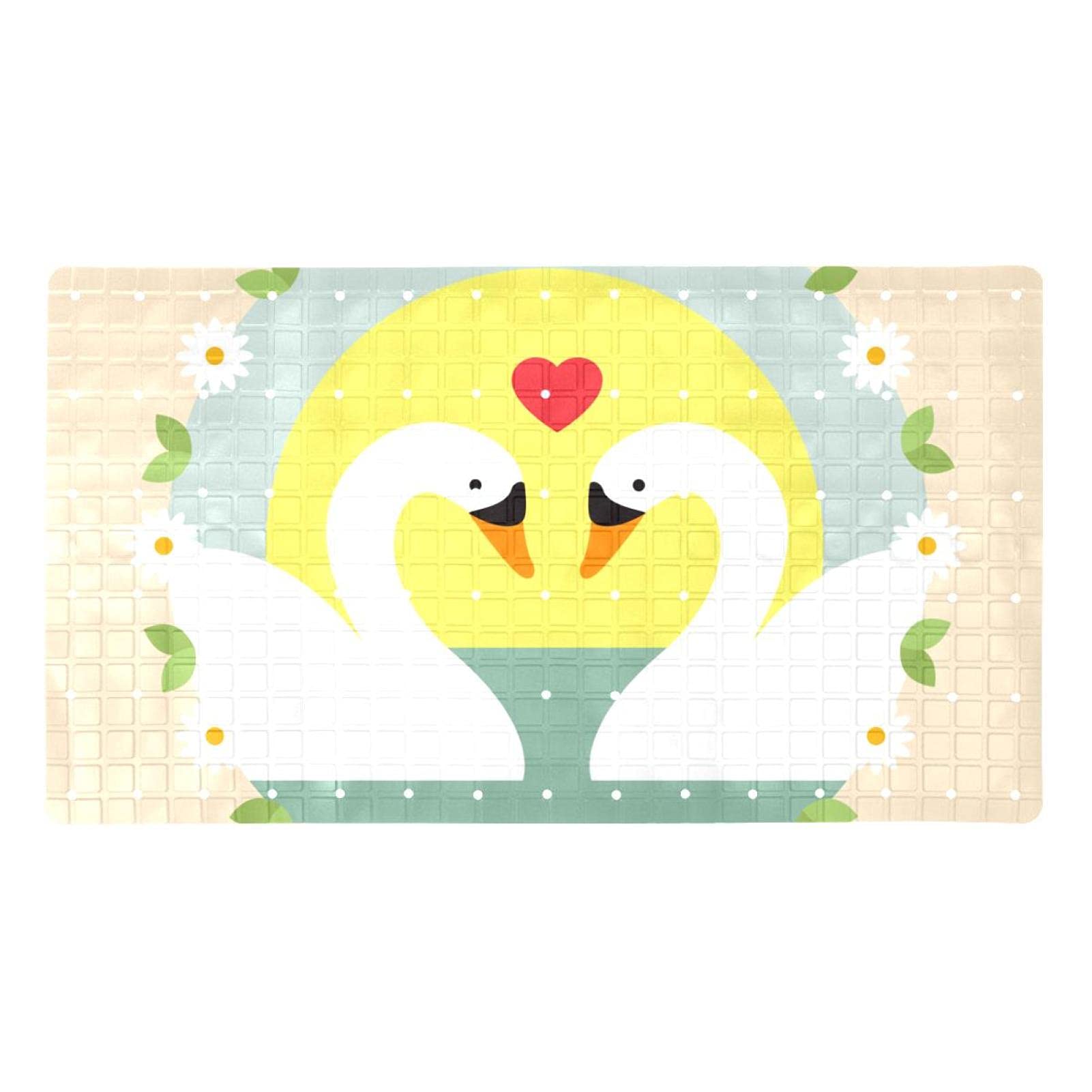 Alfombrilla de bañera antideslizante cisnes 40x70 cm con ventosas para niños