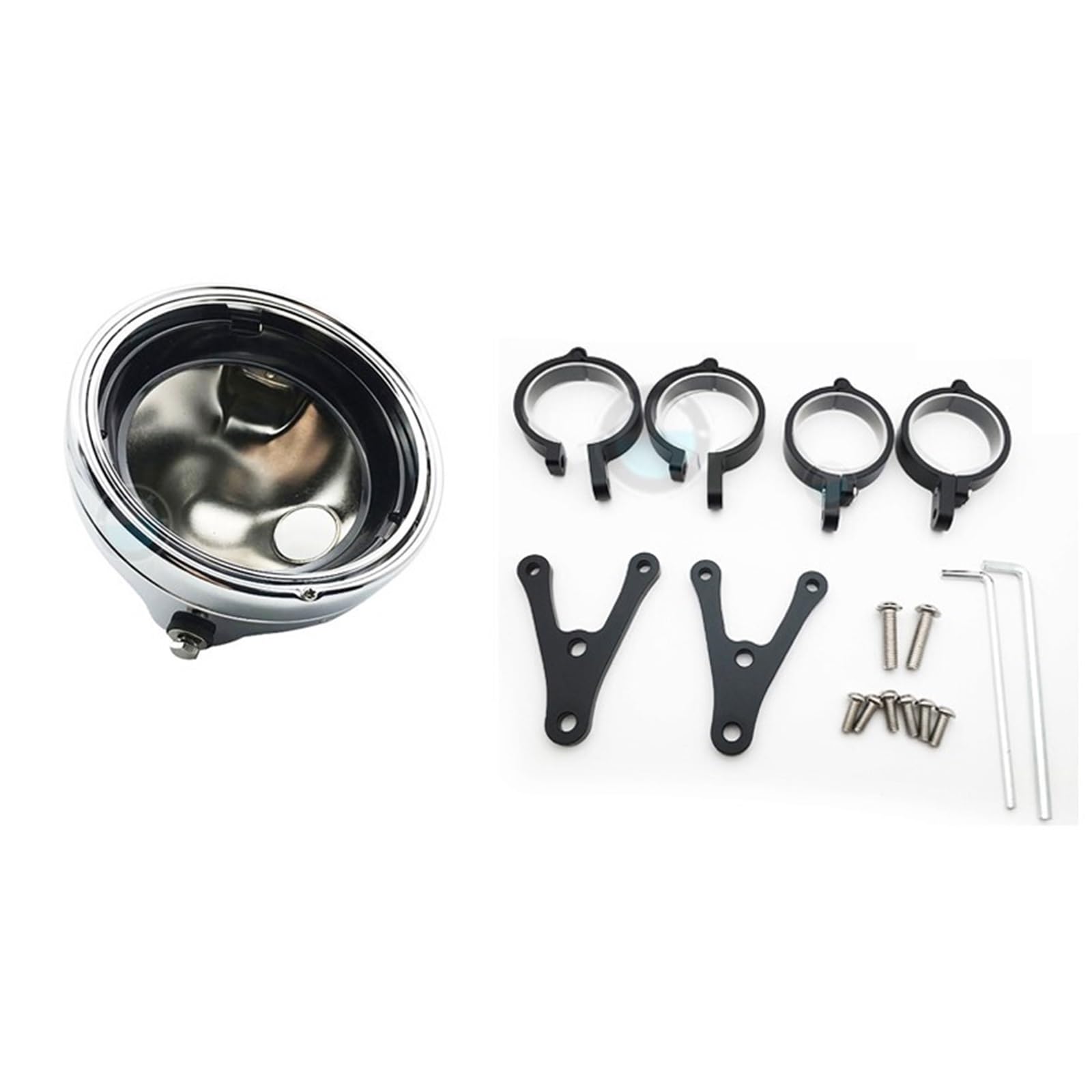 Universal Motorcycle7 Inch Headlight Housing Both Sides Bracket 7 Mounting Adjustable headlamp Bracket(Bracket and House B)