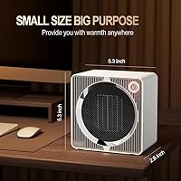 Vista 2 de Electric Space Heater, Energy Efficient Portable Space Heaters for Indoor Use, PTC Ceramic Small Desk Heater, Overheating & Tip-Over Protection Mini