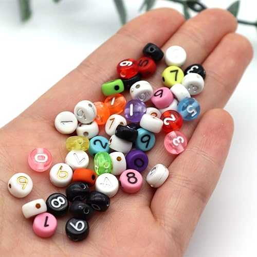 Miniatura 2 de 1000 cuentas de números acrílicos de 5 colores para hacer pulseras, 0-9 cuentas redondas mixtas de números para manualidades, aretes, pulseras,