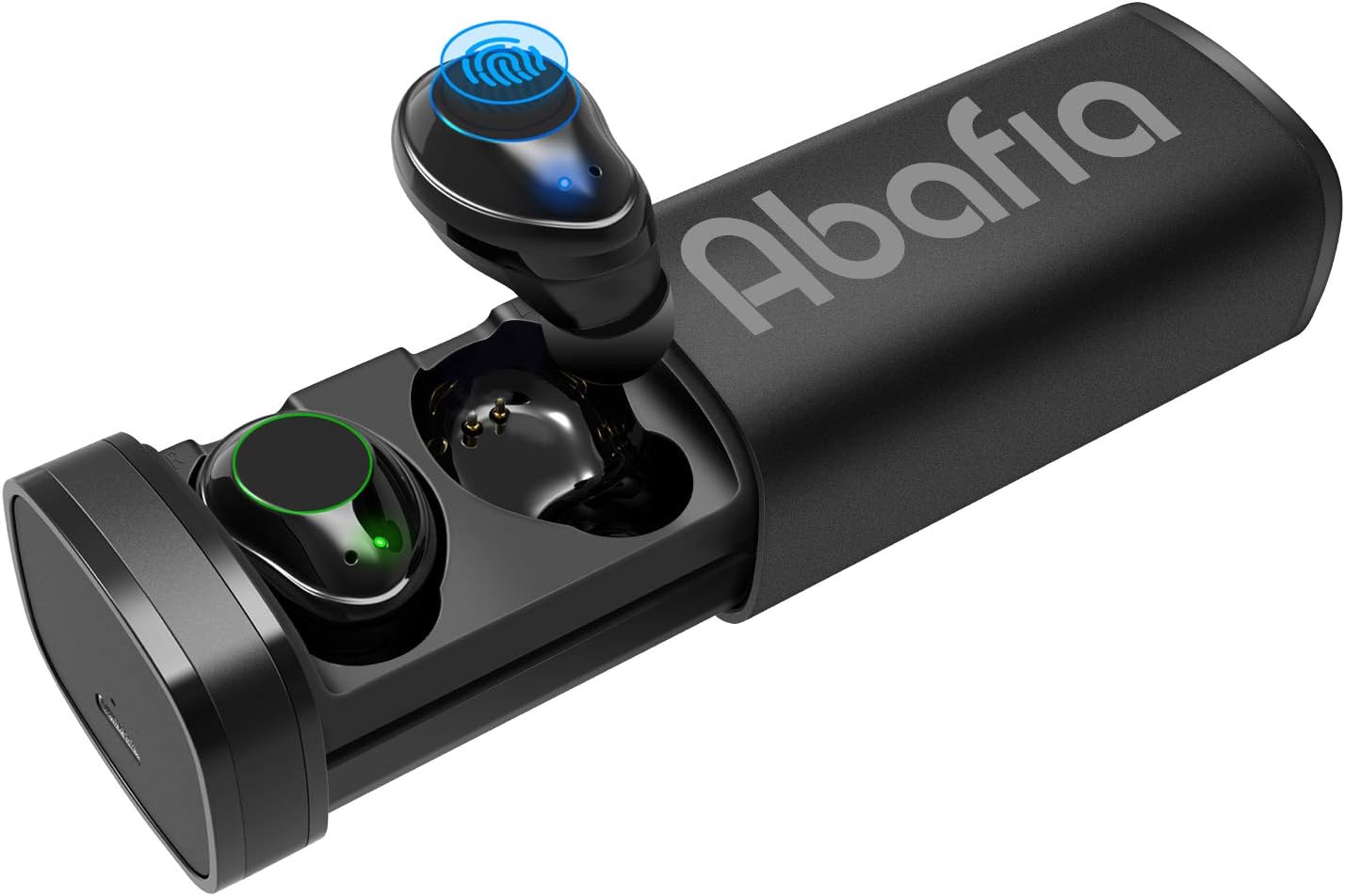 Abafia True Wireless Earphones Bluetooth 5.0, Wireless Headphones Touch Control with Deep Bass 3D Stereo Sound, In-Ear Headset Sweatproof Earbuds Waterproof with Built-in Mic Hands-Free Calls (Black1)