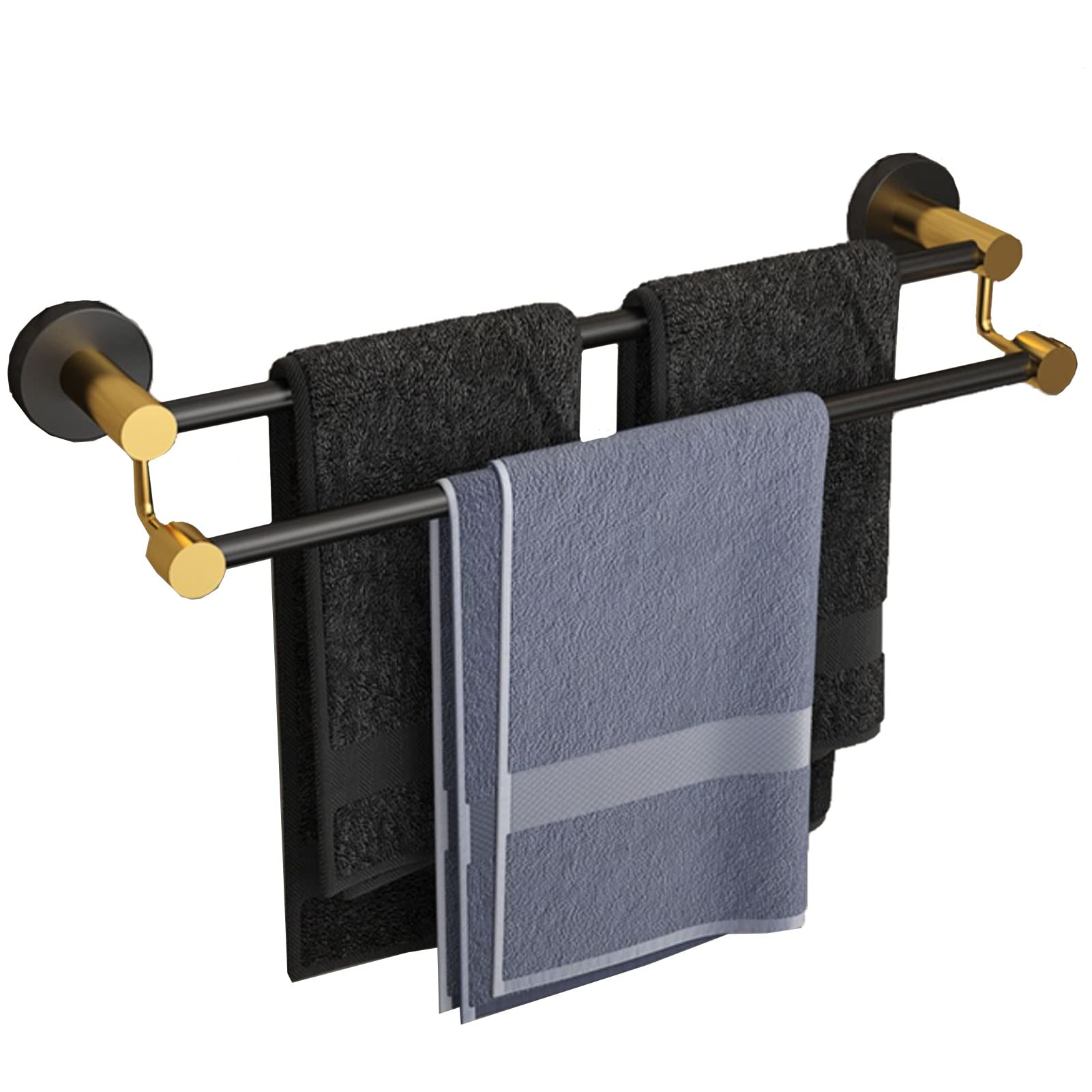 LMYSXAOZ Stainless Steel Double Towel Bar Rail,30cm-110cm Wall Mounted Rails,Black Gold Rack for Bathroom Hardware Kitchen and Toilet (Size : 100cm)