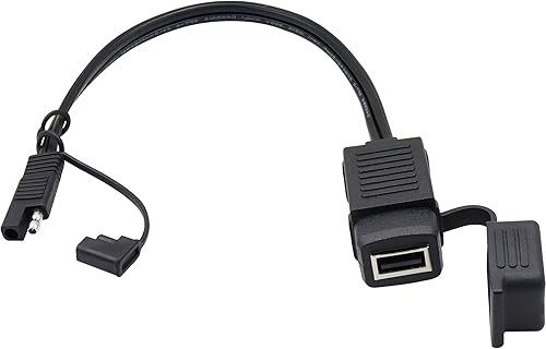 GELRHONR SAE - Cable de conexión rápida a USB para motocicleta, puerto USB de 5 V 2.1 A, enchufe de alimentación con cubierta impermeable,