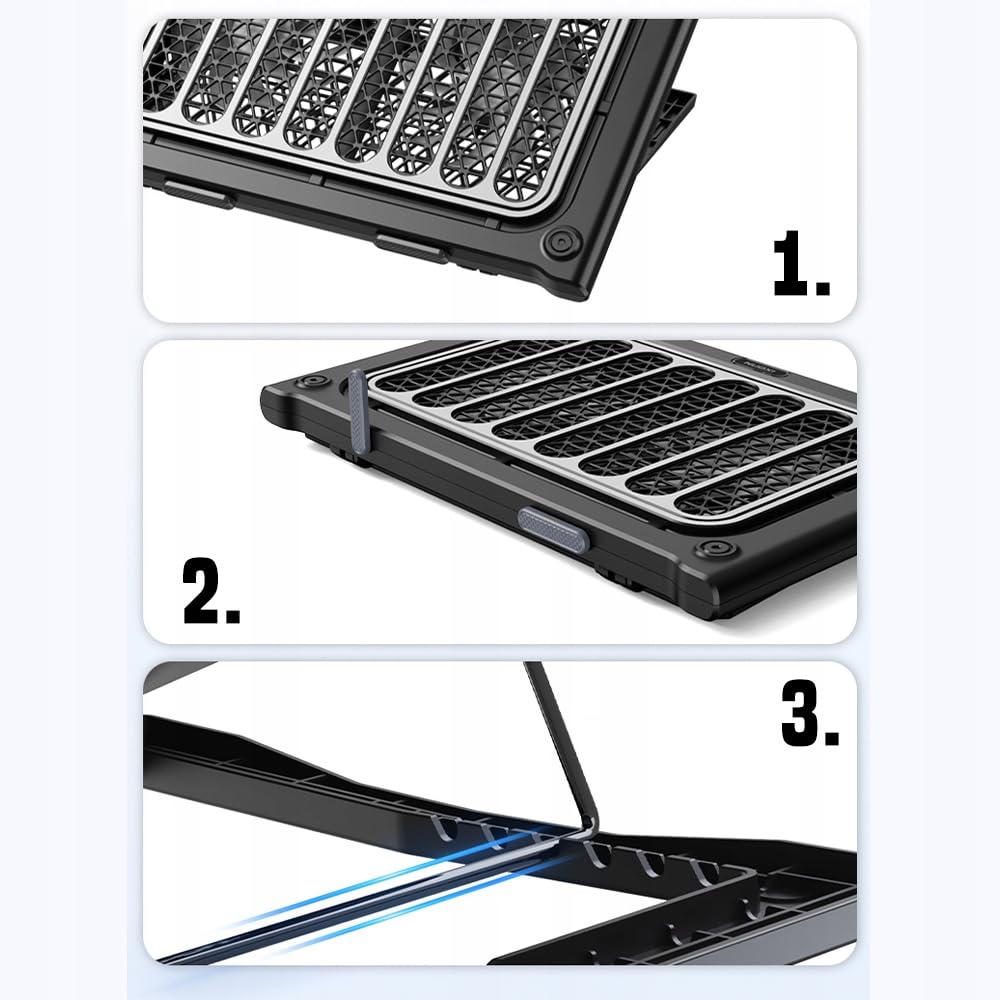 EXG C400 - 2 ventole, 6 livelli di inclinazione, funzionamento USB, per laptop fino a 17", silenzioso 23 dB, ABS e metallo