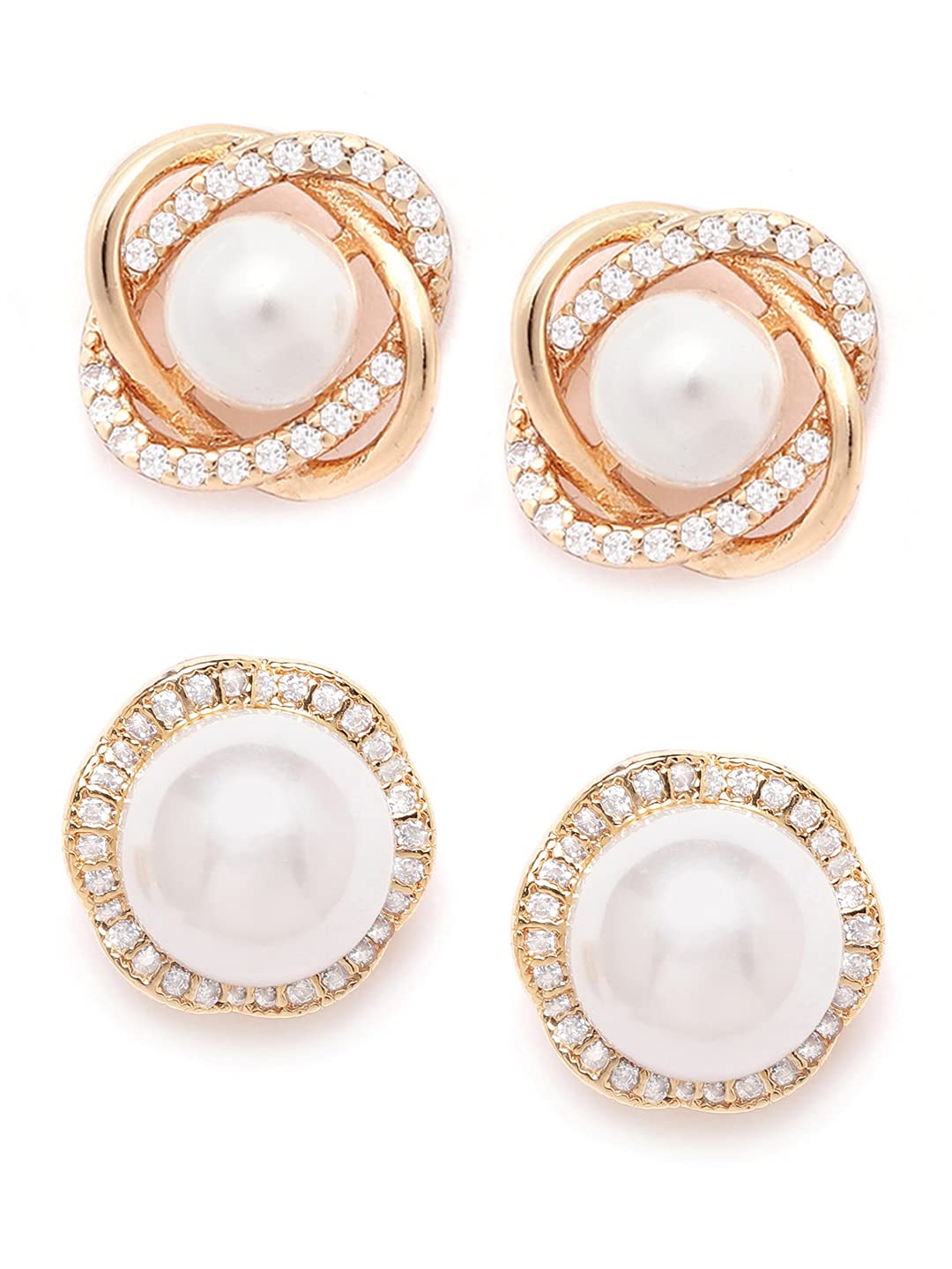 See full amazon price history chart for Zaveri Pearls Set of 2 Gold Tone Contemporary Cubic Zirconia Brass Stud Earrings For Women-ZPFK11154 Zaveri Pearls Set of 2 Gold Tone Contemporary Cubic Zirconia Brass Stud Earrings For Women-ZPFK11154 (B09F6F4LLV) Amazon Price History, Amazon Price Tracker