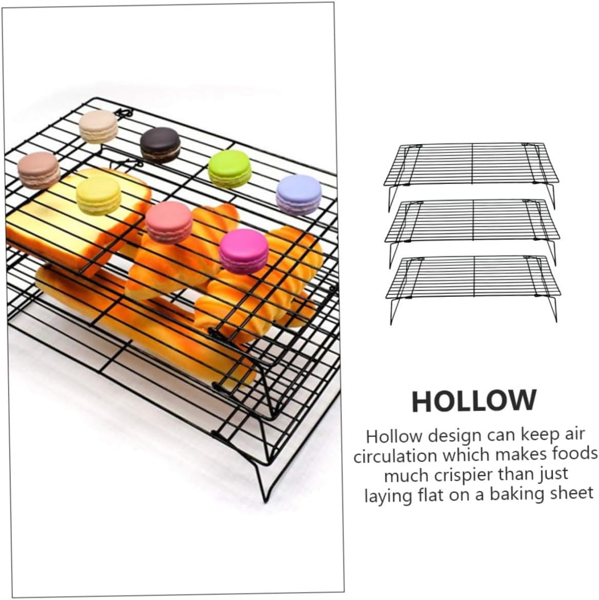 TIDTALEO 3Pcs Multi Functional Cooling Rack Thickened Carbon Steel Baking Rack for Cookies Bread Bbq and More Convenient Design for Air Circulation and Easy Cleaning
