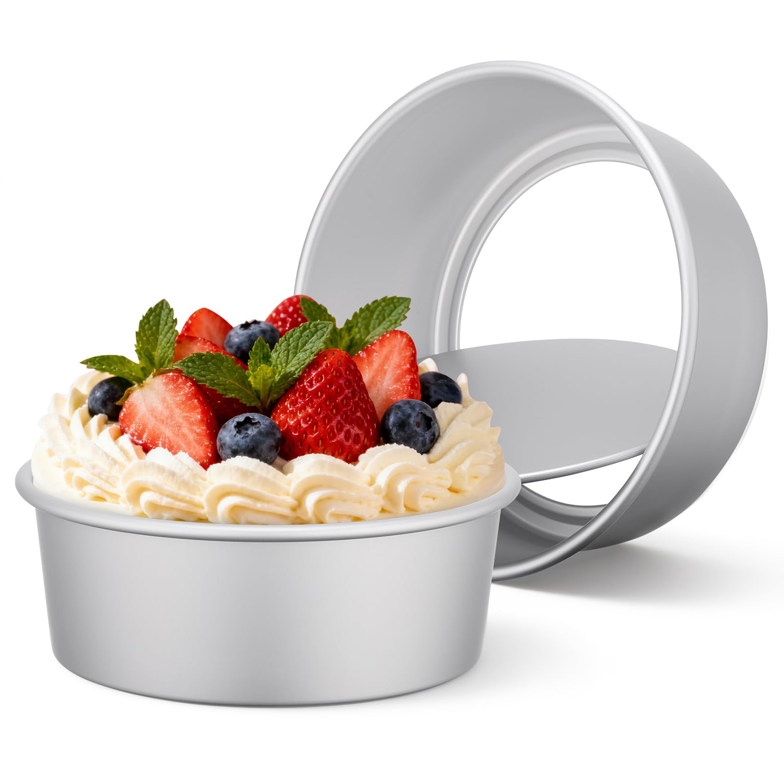 Beasea Cake Pans Removable Bottom, 8 inch Cheesecake Baking Pan Set of 2, Round Movable Cake Pan Aluminum Alloy Mini Cake Pan for Oven Baking