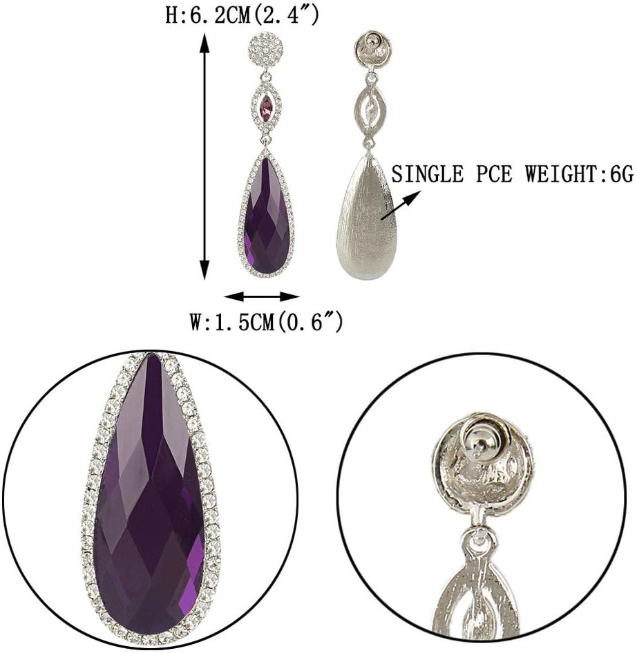 EVER FAITH Rhinestone Crystal Wedding Jewelry Graceful TearDrop Pierced Dangle Earrings - Image 4