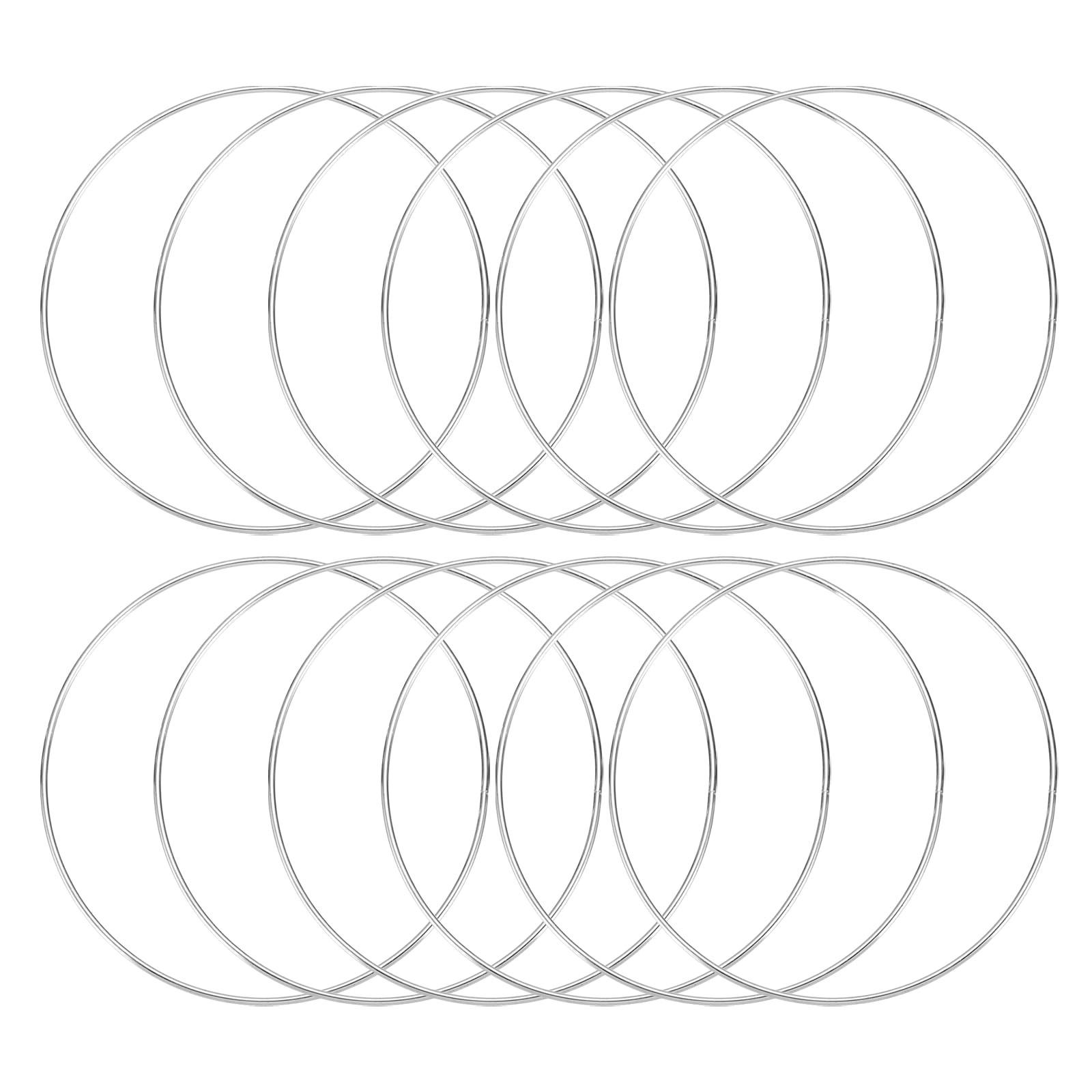 sourcing map 12 Pcs Dream Catcher Rings,Metal Crafts Hoops Floral Hoop 6 Inch Macrame Hoops Rings for DIY Crafts Wreath Making Supplies Plant Hangers,Silver