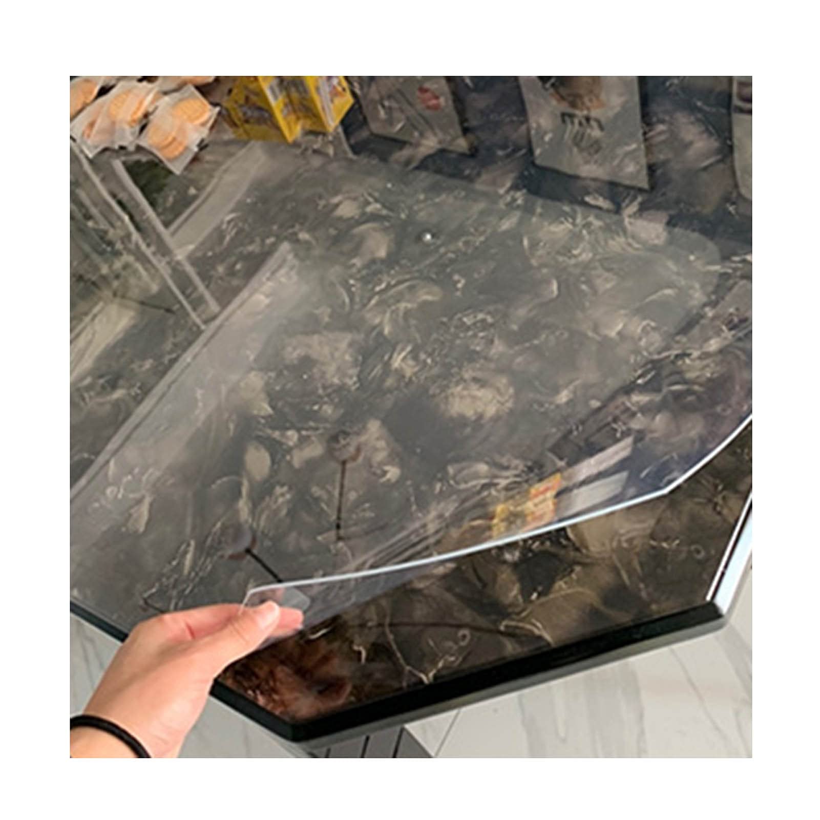 Bezwonna przezroczysta mata ochronna na stół - 70 x 140 cm miękkie szkło, wodoodporna i olejoodporna, żaroodporny pokrowiec na stół do jadalni, jednorazowy obrus do domu i biura