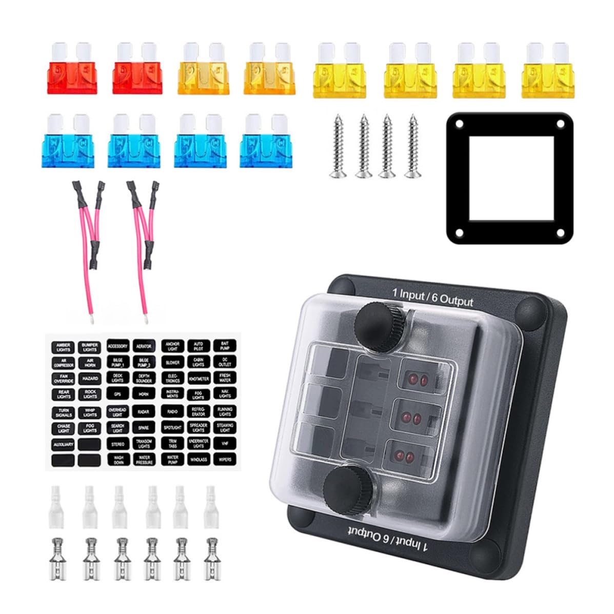 Caja de Fusibles Marina de 6 Salidas 32v 100a Negro