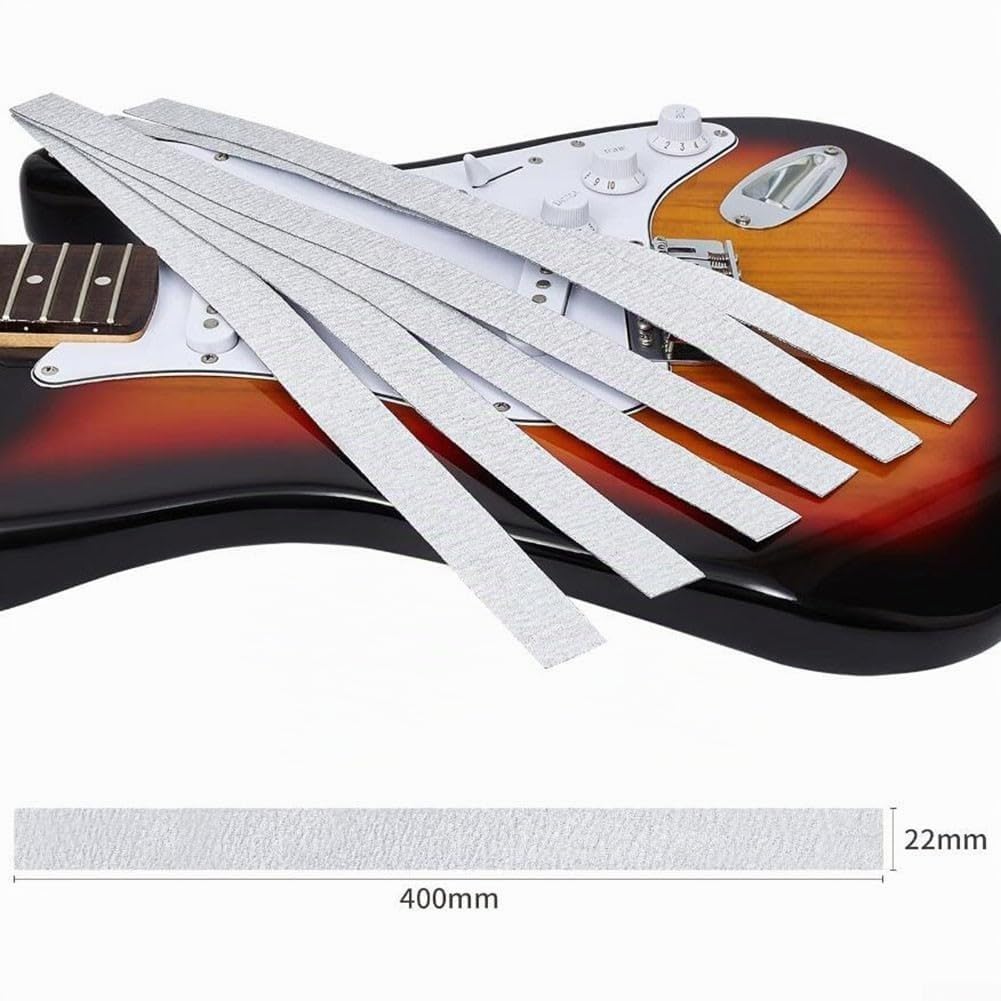 Barre de nivellement de guitare, kit de polissage de frettes de guitare, barre de nivellement pour manche de guitare avec 6 papiers abrasifs de rechange