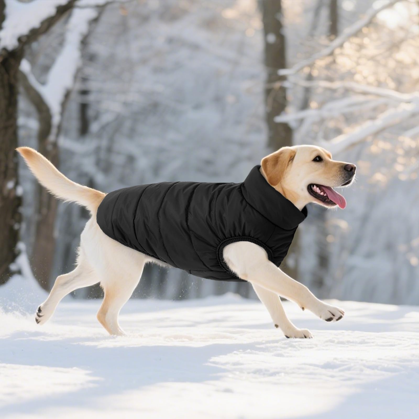 ASENKU Hundemantel Winter L – wasserdichte Hundejacke für mittelgroße Hunde | mit Geschirröffnung, Fleece, Druckknöpfe, Wintermantel & Winterjacken Ideal für Spaziergänge und Spiel im Freien bei Kälte.