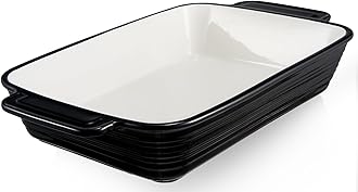 LIFVER Casserole Dish for Oven, 9x13 Ceramic Baking Dish, 115oz Large Lasagna Pan, Durable Deep Baking Pan with Handles, Oven Safe, Home & Kitchen Decor Gifts, Black