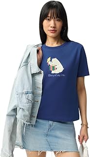 the souled store We Bare Bears: Story of My Life Women and Girls Short Sleeves Round Neck Blue Graphic Printed Cotton Relaxed Fit Lightweight Everyday Streetwear T-Shirt-picture-12