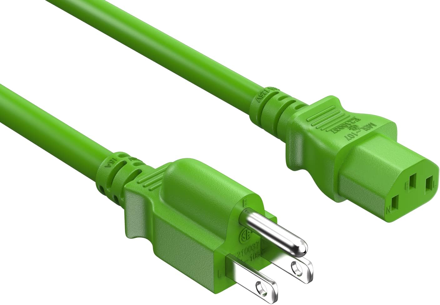 Cable Leader 18 AWG Universal Power Cord (IEC320 C13 to NEMA 5-15P), Color UL Listed (10 Foot (1 Pack), Green) : Electronics
