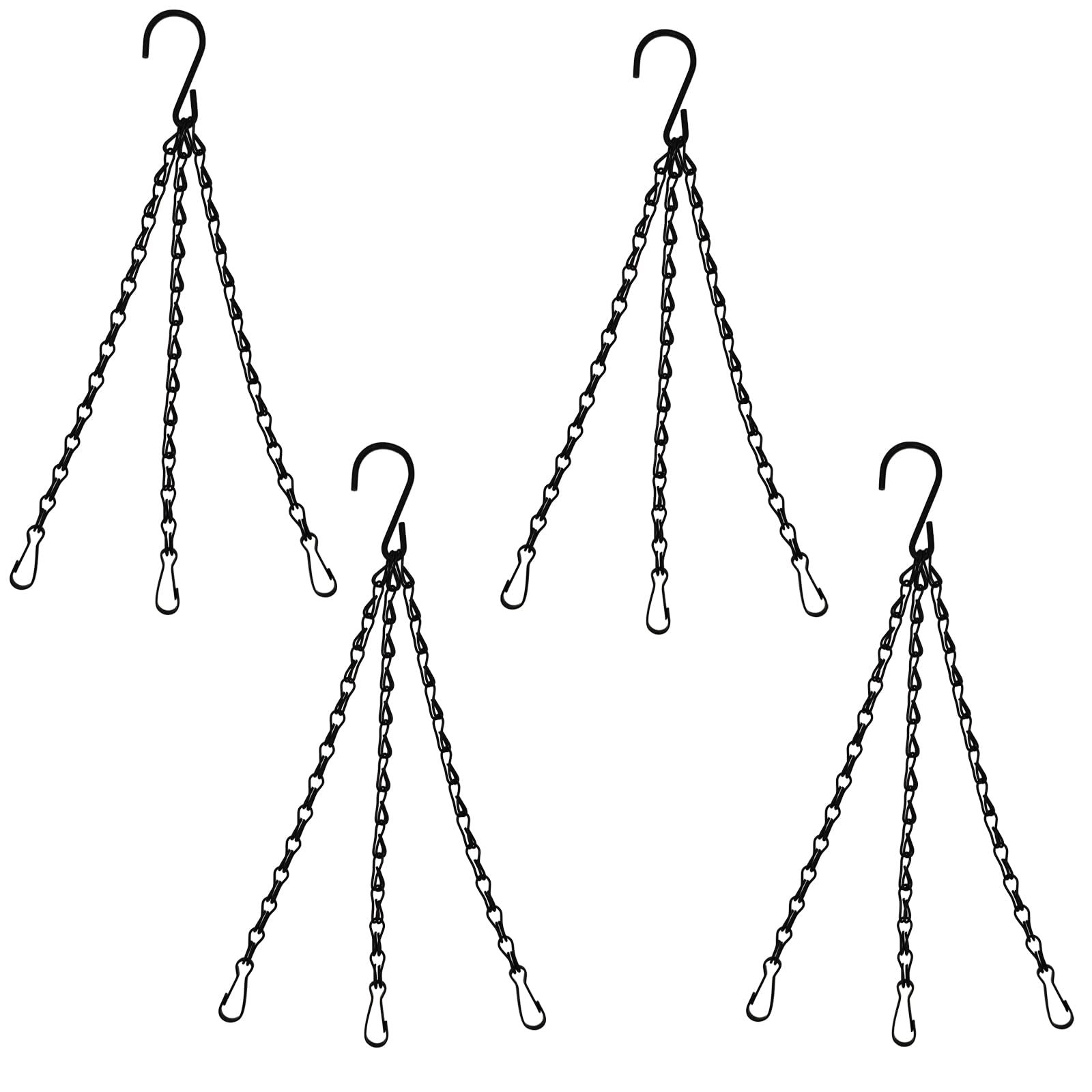 Tiezhangmen Black 4Pcs Metal Chain Hanger Strong Stable Decorative Hanging Basket Chains For Garden Flower Pots, Planters, Bird Feeders, Lanterns