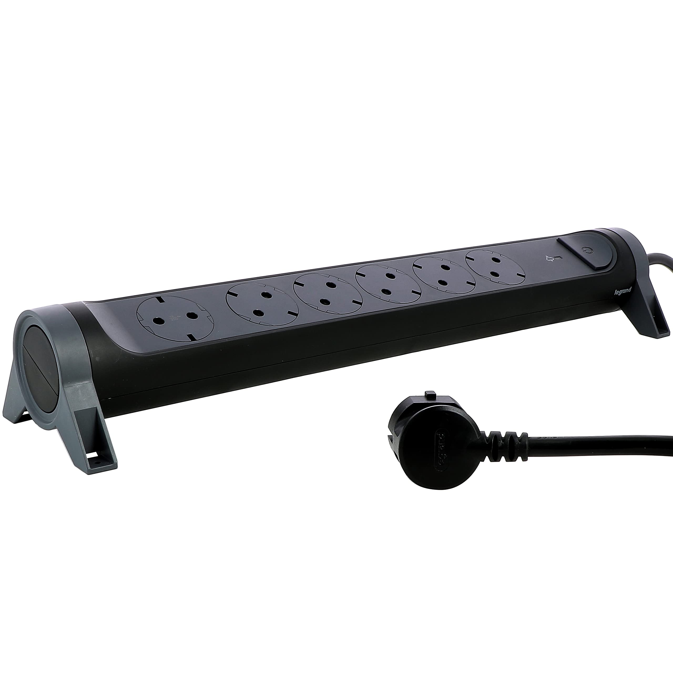 LEGRAND Regleta de enchufes con protección contra sobretensión, con Interruptor, Base múltiple con 6 Tomas de Corriente, Cable de 1,5 m, Color Negro/Gris Oscuro 694513 — view 4