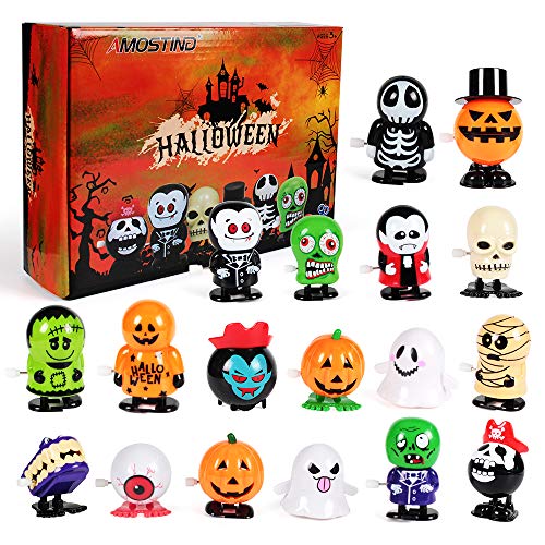 AMOSTING 18 Pack Halloween Decorations Toys for Kids,Boys&Girls Halloween Toys for Toddler, Wind-Up Toy Set Supply for Halloween Party Decorations,Birthdays Gifts,Goodie Bags for Kids&3 Years and Up