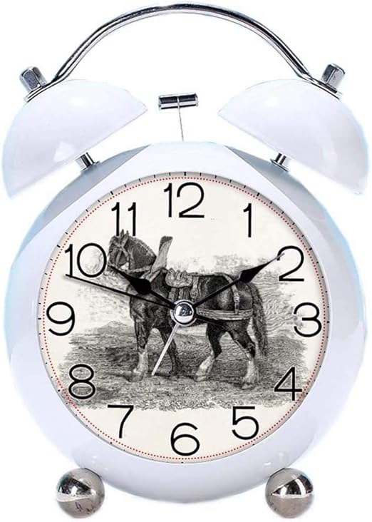 Amazon Co Jp かわいい色の目覚まし時計 夜ライトが付いている円形の馬の机上時計ヴィンテージ1800年代馬農業イラスト馬寝室の装飾 白 ホーム キッチン Amazon Co Jp かわいい色の目覚まし時計 夜ライトが付いている円形の馬の机上時計ヴィンテージ1800年代馬農業イラスト馬寝室の装飾 白 ホーム キッチン
