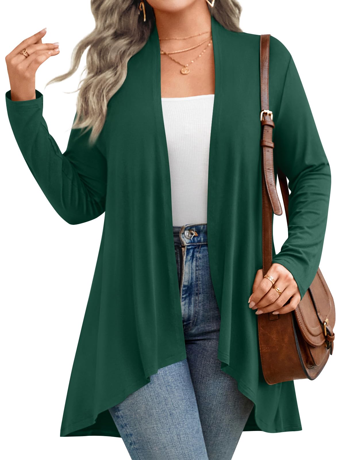 Anymiss Womens Long Cardigans Spring Lightweight Jackets S-2XL Knit Kimono