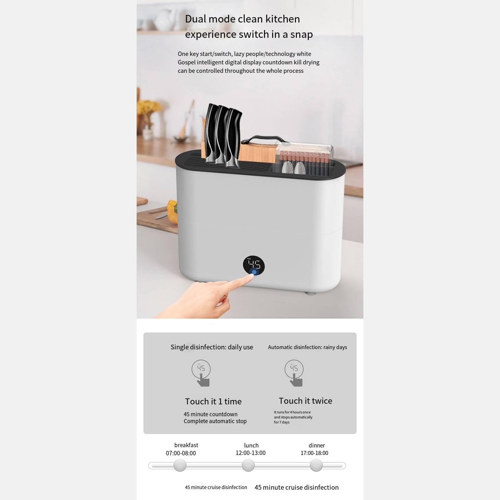 Máquina inteligente de desinfección de palillos para cuchillos, soporte para cuchillos de cocina para el hogar, tabla de cortar, almacenamiento, máquina de limpieza y secado