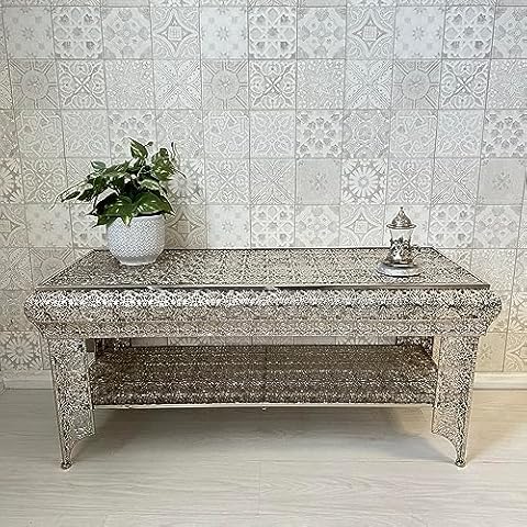 DOWNTON INTERIORS Antique Silver Moroccan Coffee Table Cover
