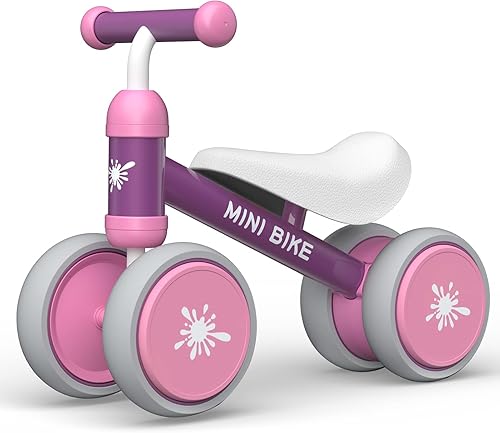 Bicicletas de equilibrio para niños de 10 a 24 meses, juguetes para niños y niñas de 1 año, bicicleta de 4 ruedas, sin pedales para niños pequeños,