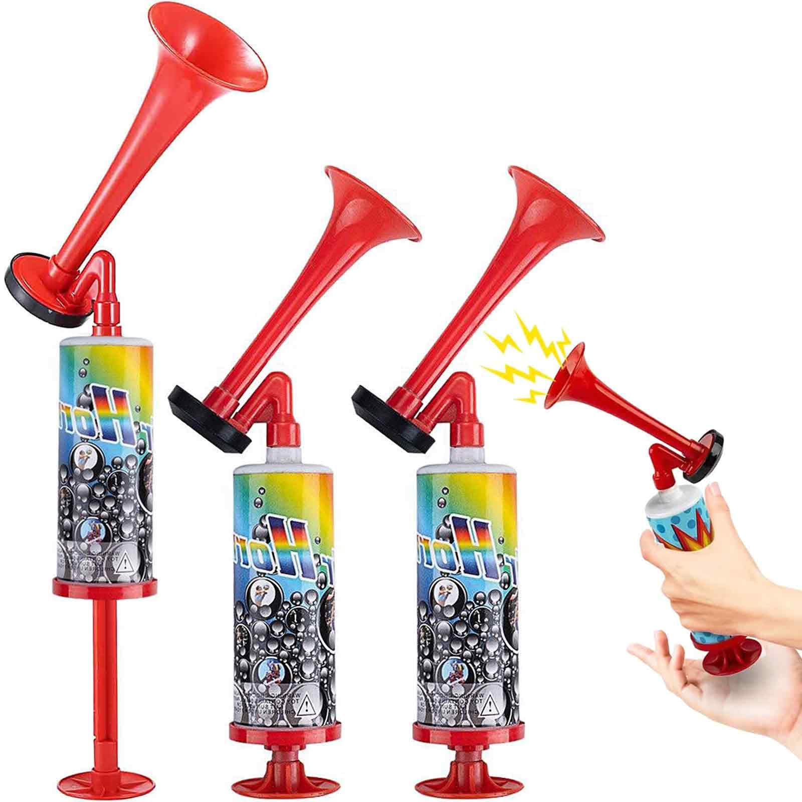 Tromba da Stadio，3 PCS Trombetta da Stadio Handheld Fanfare Air Horn Tromba ad Aria Compressa Loud Handheld Air Horn per Feste Partite di Calcio Eventi Sportivi Rosso