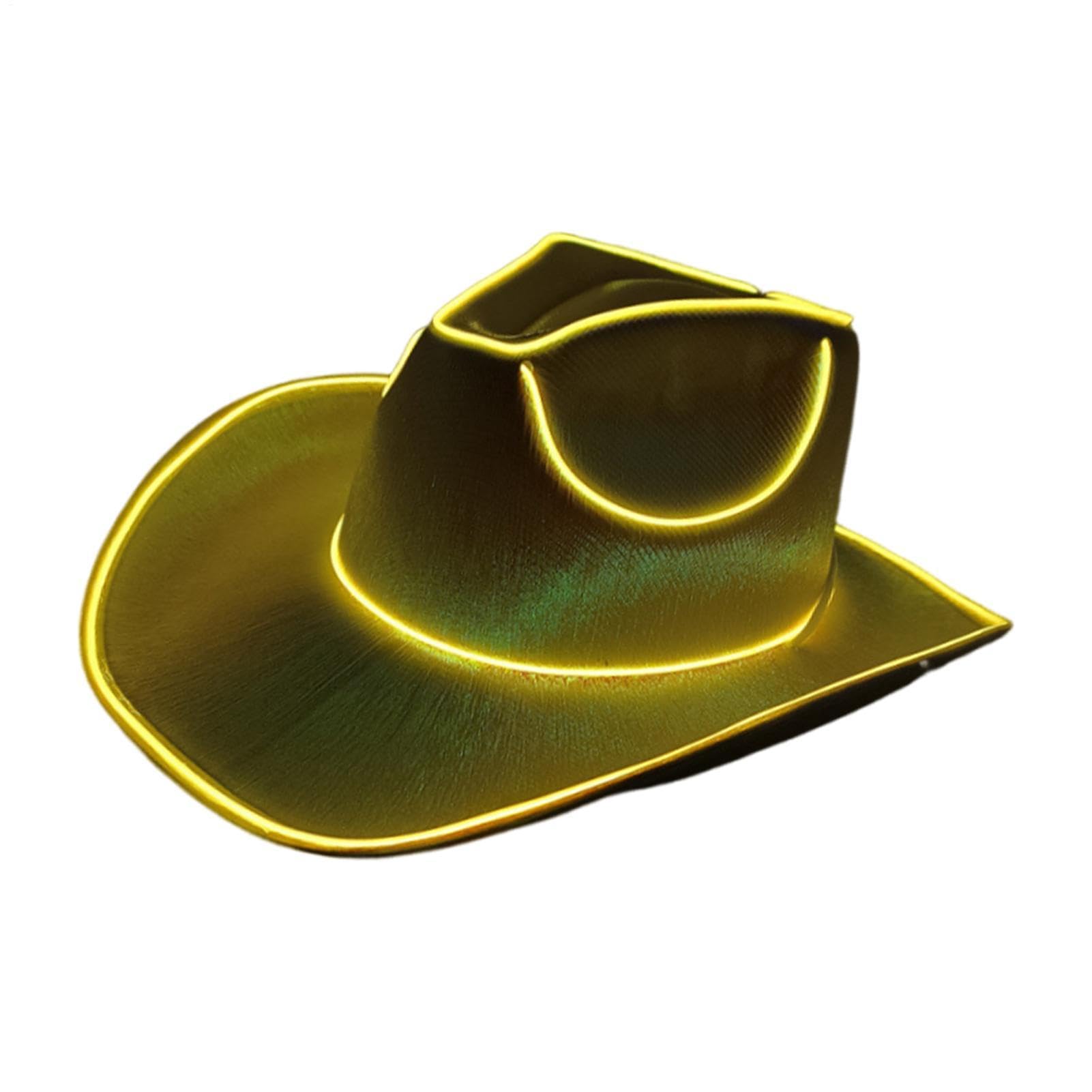 LED Cowboy Hat, Sparkly Neon Light Up Cowgirl Hat, Disco Western Costume Headwear, Ideal for Disco Birthday Halloween Parties Dress Up Cosplay Costume Accessories for Men Women