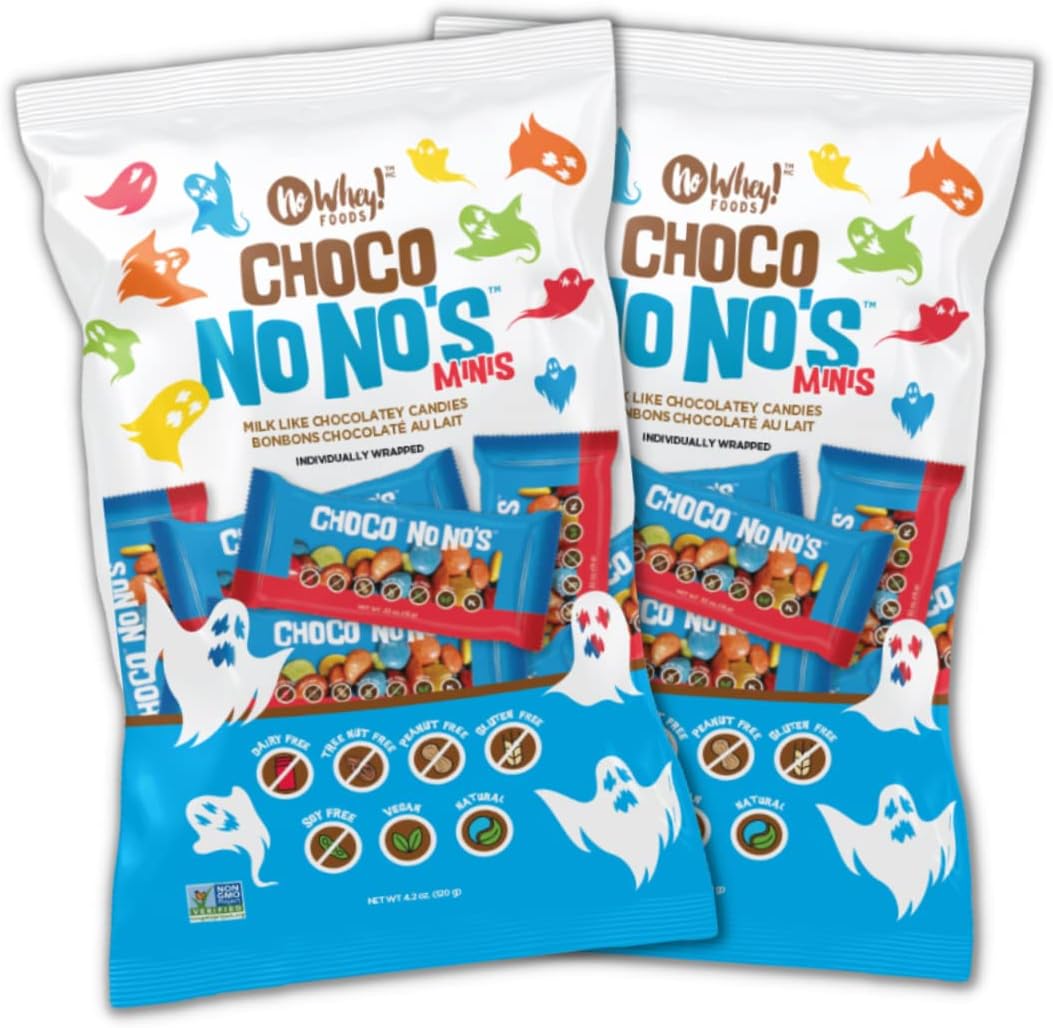 Choco No No's Minis (2 Pack) | Allergy Friendly, Vegan Chocolate Halloween Candy | Dairy Free, Nut Free, Peanut Free, Gluten Free | No Whey Foods