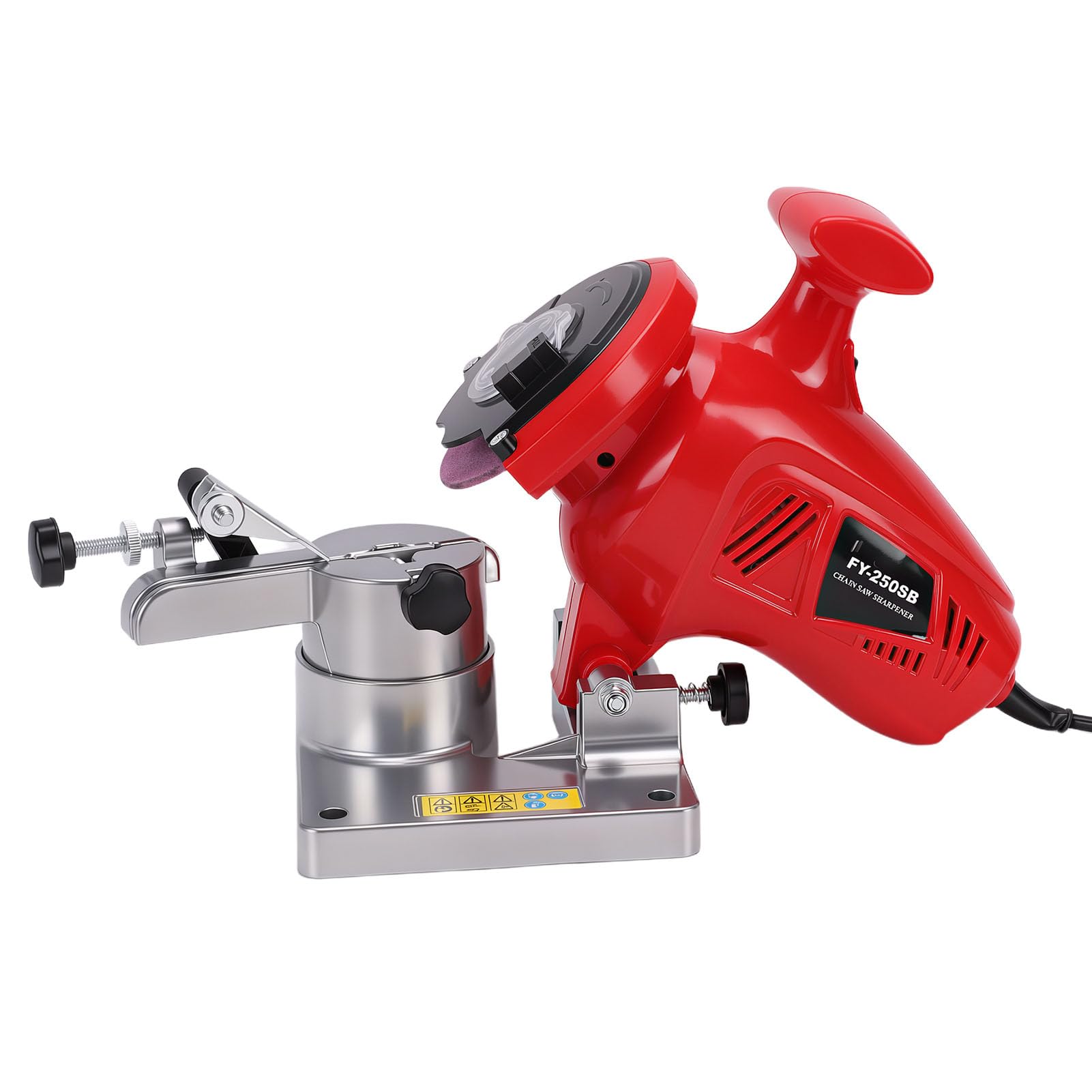 ViaGasaFamido Afilador de Motosierra Eléctrico 250W, con 3 Muelas (Enchufe de la UE) | Amoladora de motosierra, ángulo ajustable de 8400 RPM para cadenas de paso de 1/4 pulg. a 3/8 pulg.