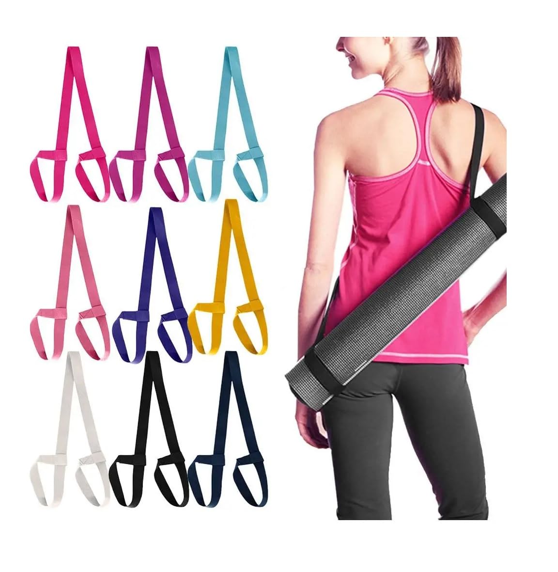 CanBee Yoga Mat Strap Pack of 4 Yoga Shoulder Carry and Stretchong Belt (Blue)