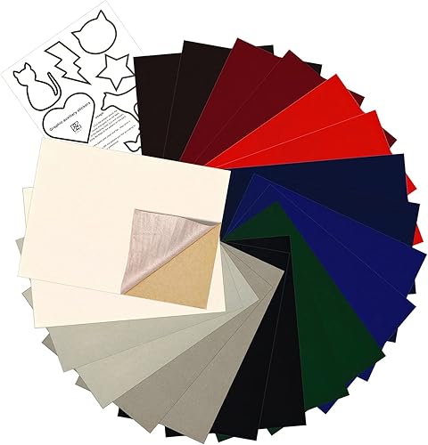 20 hojas de forro de terciopelo autoadhesivo para decoración de cajas de joyería, material de costura flocado (multicolor)